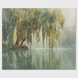 Serene Willow Tree Reflection Nature Art (8) Wrapping Paper