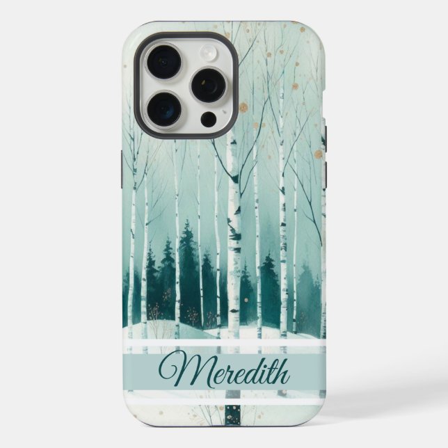 Serene Winter Birch Forest iPhone Case (Back)
