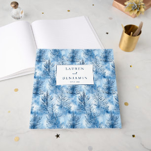 Serene Winter Blue Trees Guest Book