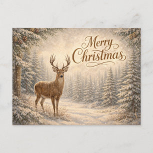 Serene Winter Deer Merry Christmas Holiday Postcard