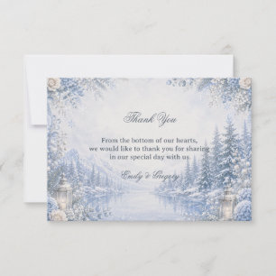 Serene Winter Lake Reflections Glow Thank You Card