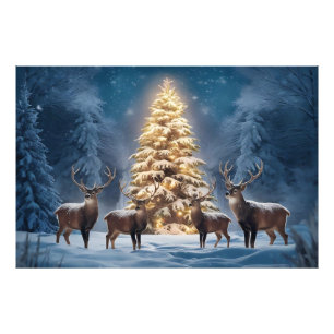 Serene Winter Landscape with Glowing Christmas  Photo Print