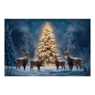Serene Winter Landscape with Glowing Christmas Poster