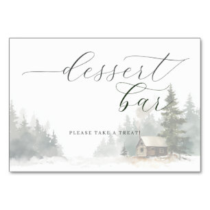Serene Winter Watercolor Dessert Bar Sign Table Number