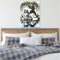 Serene Wolf Family Oasis in Idyllic Nature 18x24