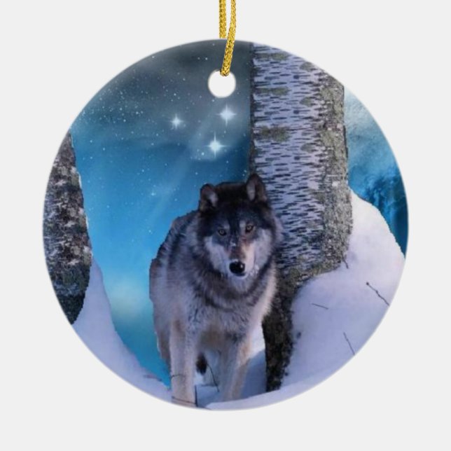 Serene wolf Ornament (Front)