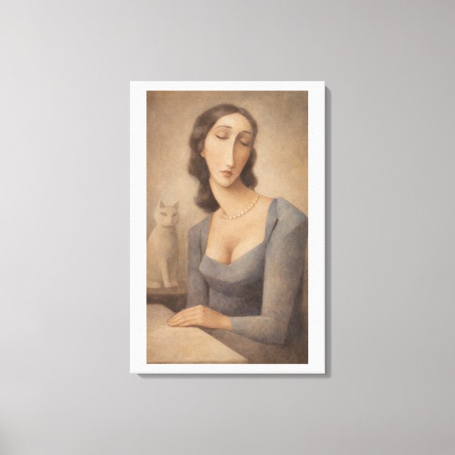 Serene Women with her Cat Canvas Print (Front)