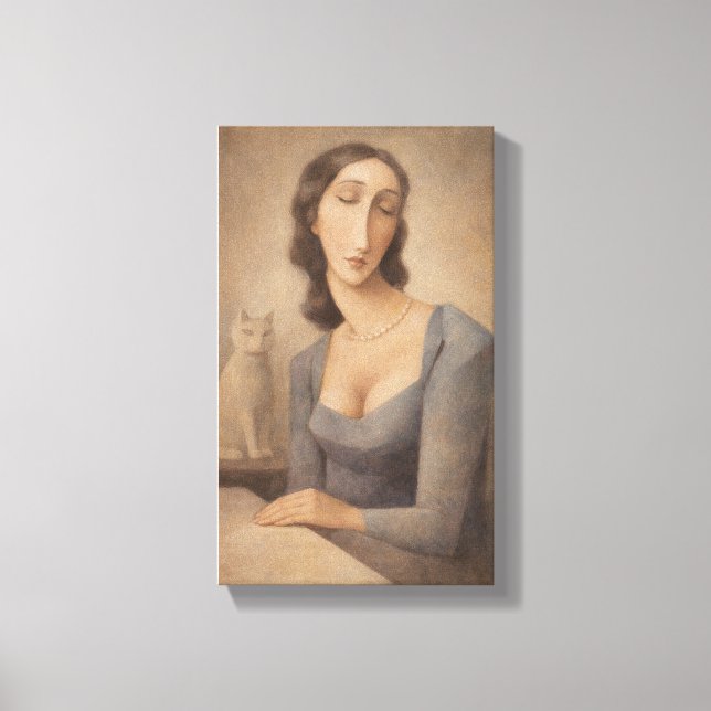 Serene Women with her Cat Canvas Print (Front)