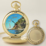 Serene Yelapa 0758 Pocket Watch<br><div class="desc">Painting "Serene Yelapa 0758" Collection Personalise on the product page or click the "Customise" button for more design options Outer casing - Gold or Silver. Design created from my painting "Serene Yelapa 0758" capturing a hillside in Yelapa, Jalisco, Mexico located just south of Puerto Vallarta. Matching products are available in...</div>