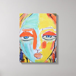 Serene Yellow and Mint Woman Portrait Canvas Print