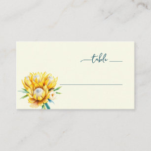 Serene Yellow Floral Minimalist Place Card