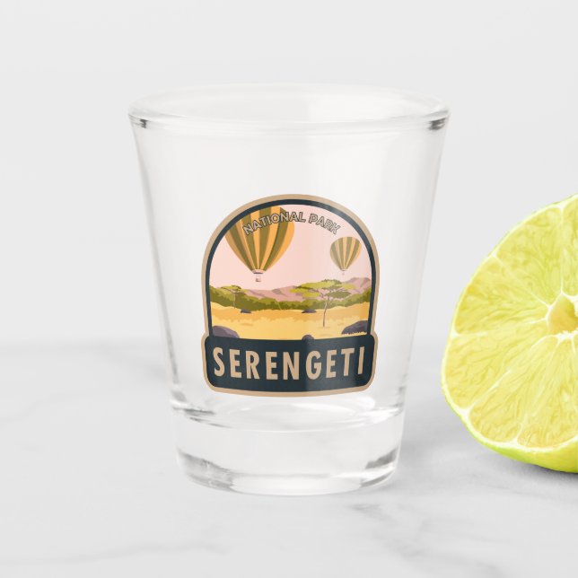 Serengeti National Park Tanzania Hot Air Balloon Shot Glass (Front)