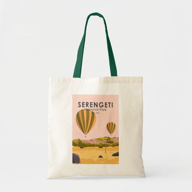 Serengeti National Park Tanzania Hot Air Balloon Tote Bag (Front)