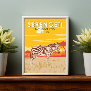 Serengeti National Park Zebra Travel Art Vintage Poster