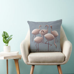 Serengeti Pink Flamingos   Safari Wildlife Decor Cushion
