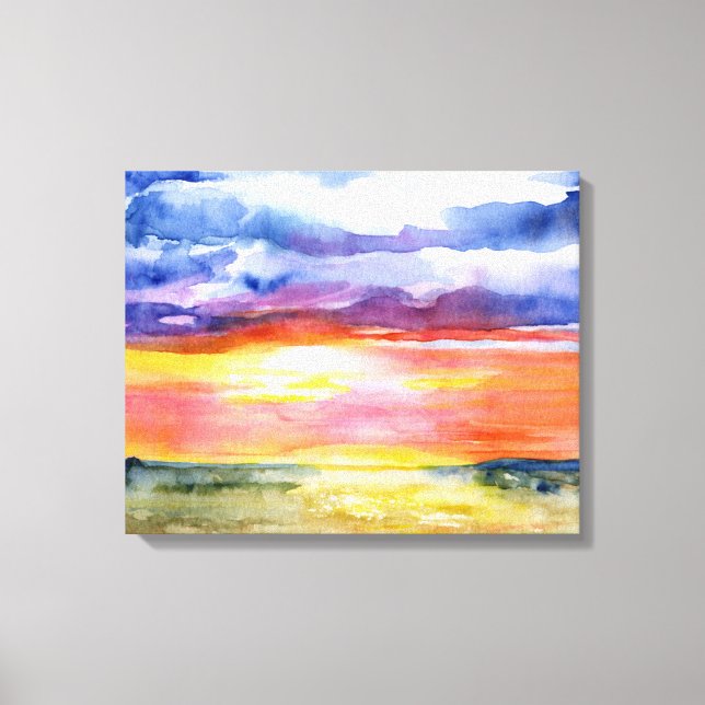 Serengeti Plains, Africa, Watercolor, Wall Art (Front)