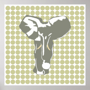 Serengeti Safari Dot with Pop Art Elephant Poster