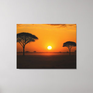 Serengeti Sonnenuntergang über der Graslandschaft Canvas Print