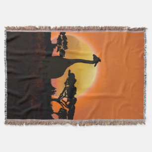 Serengeti Sunset Giraffe   Cosy Safari Wildlife Throw Blanket