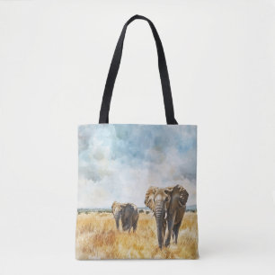 Serengetti Elephants Tote Bag