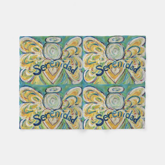 Serenidad Guardian Angel Art Custom Fleece Blanket (Front (Horizontal))