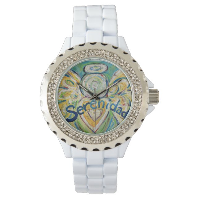 Serenidad Inspirational Guardian Angel Wrist Watch (Front)