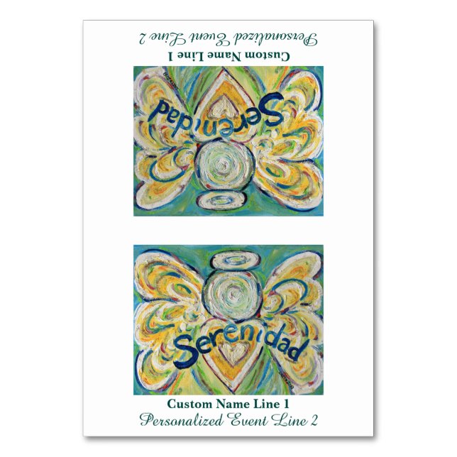 Serenidad Inspirational Word Angel Table Tent Card (Front)