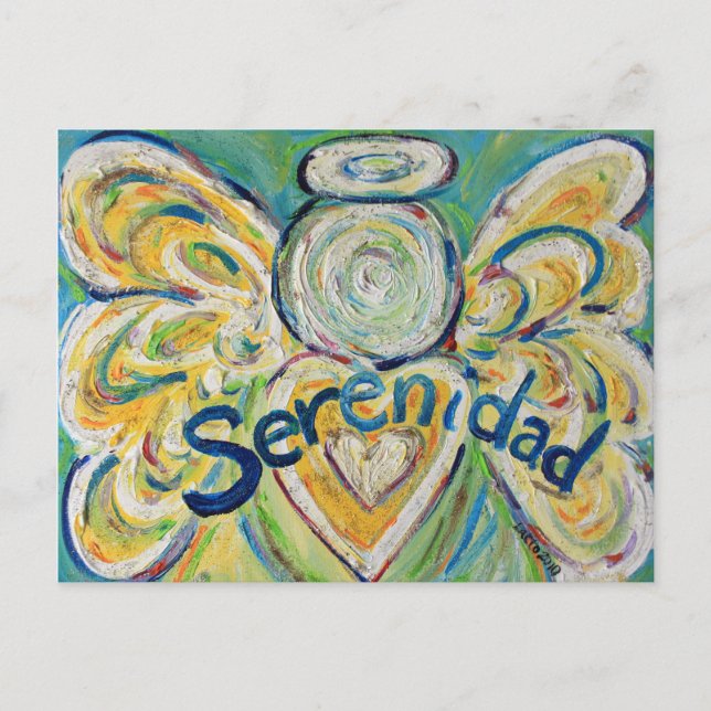 Serenidad Word Inspirational Angel Postcard (Front)