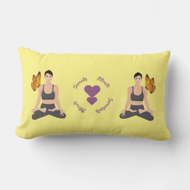 Serenity Attracts Serendipity Yoga Butterfly Love Lumbar Cushion (Front)