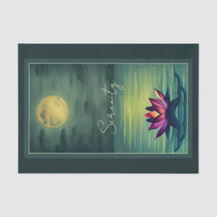 Serenity - Beautiful Lotus Flower and a Full Moon Tissue Paper