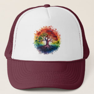 Serenity Blossoms: Watercolor Tree of Life Art Trucker Hat