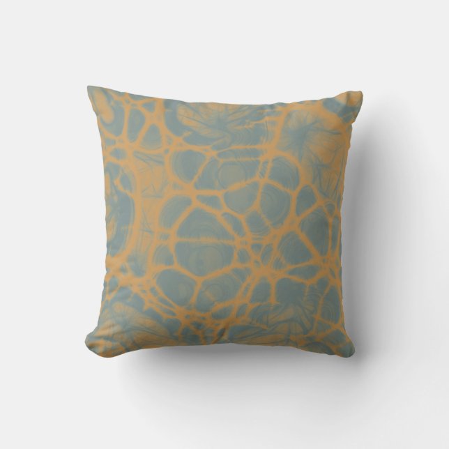 serenity blue peach abstract Throw pillow (Front)