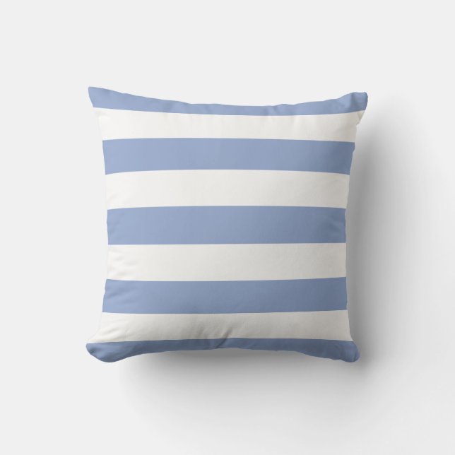 Serenity Blue & White Striped Cushion (Front)