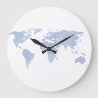 Serenity Blue World map wall clock