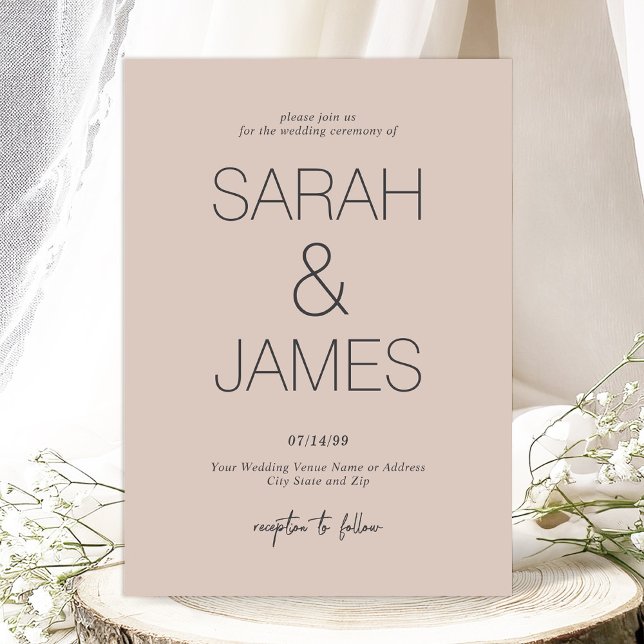 Serenity | Blush Pink Simple Typography Wedding Invitation (Introducing the Soft Cashmere Pink Colorway Simple Invitation from the Serenity Wedding Collection
)