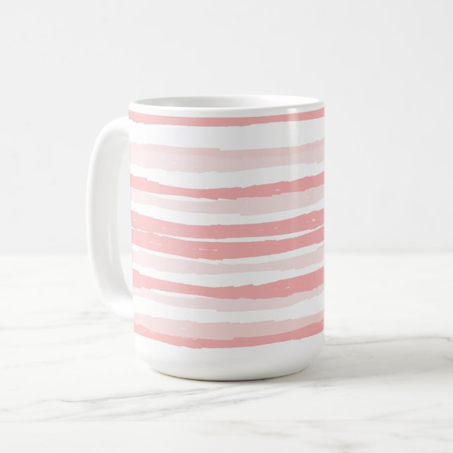 Serenity Boho Blush Pink Organic Stripes Coffee Mug (Front Left)