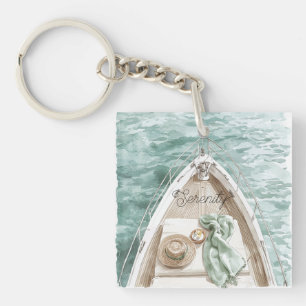 Serenity Calm Ocean Boat Key Ring
