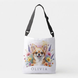 Serenity Chihuahua flowers Personalised Tote bag