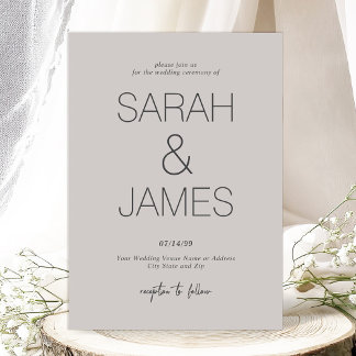 Serenity | Dusty Linen Minimal Typography Wedding Invitation