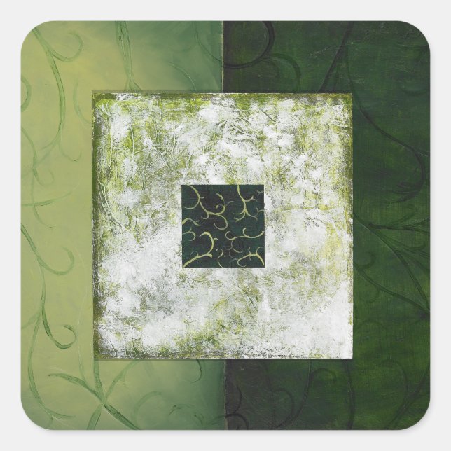 Serenity - Green Abstract Art Poster Square Sticker (Front)