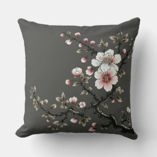 Serenity in Bloom Cherry Blossom Branch (grey) Cushion