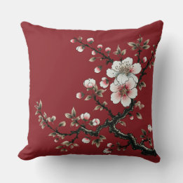 Serenity in Bloom Cherry Blossom Branch (red) Cushion