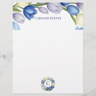 Serenity in Bloom Pastel Tulip Floral Home Decor Custom Letterhead