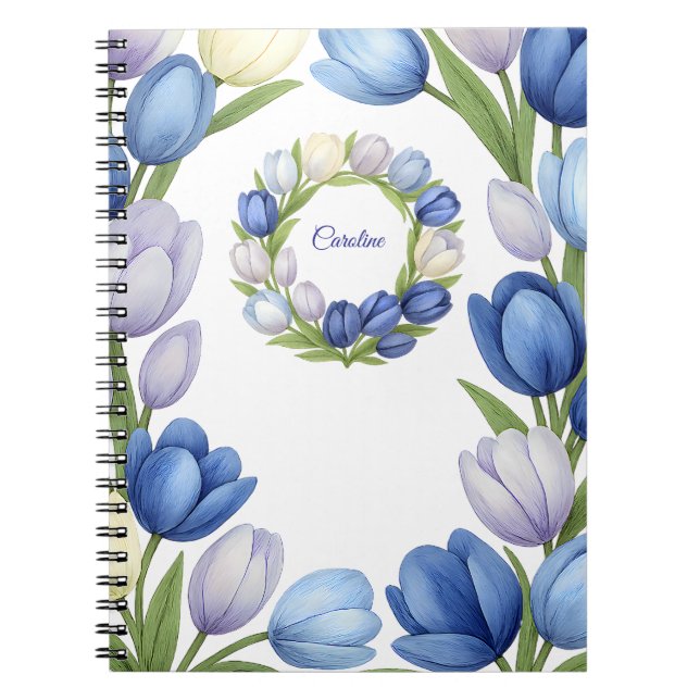 Serenity in Bloom Pastel Tulip Floral Home Decor Notebook (Front)