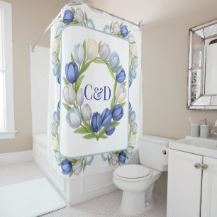 Serenity in Bloom Pastel Tulip Floral Home Decor Shower Curtain