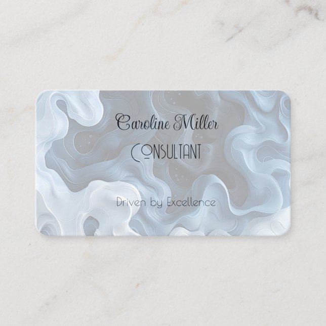 Serenity in Blue Abstract Flowing Forms Business C Card (Front)