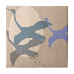 Serenity in Flight: Whooping Cranes Tile