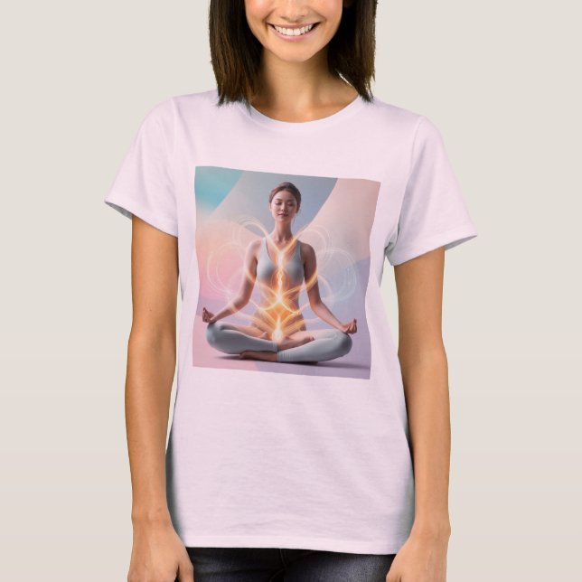Serenity in Meditation - Spiritual Energy Flow T-Shirt (Front)