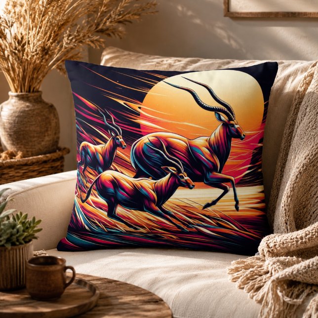 Serenity in Motion Antelope-Inspired Cushion (Serenity in Motion Antelope-Inspired Throw Pillow)