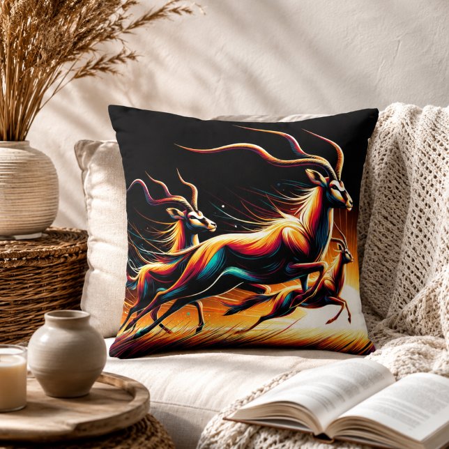 Serenity in Motion Antelope-Inspired Cushion (Serenity in Motion Antelope-Inspired Throw Pillow)